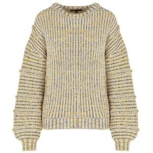 Maje Yellow & Cream Marled Ribbed Crewneck Sweater